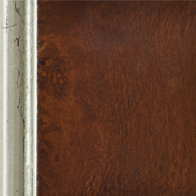 Dark Walnut Burlwood with Distressed Silver Leaf